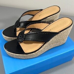 Jack Rogers Rowan Platform Espadrille Wedge. Black. Size 11.